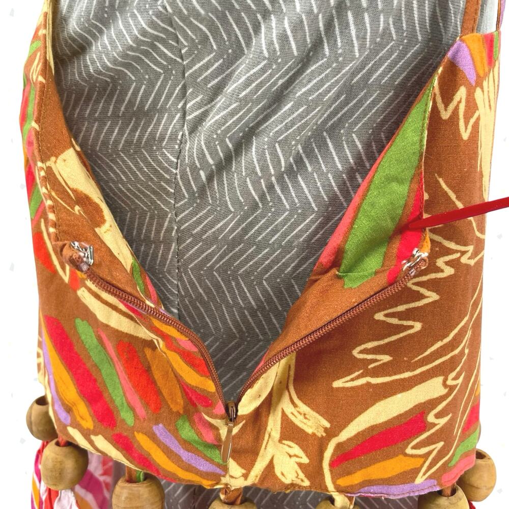 Farm Rio Bright Tropical Dress Wood Beads Colorful Summer Long Sundress Size M - Picture 7 of 12